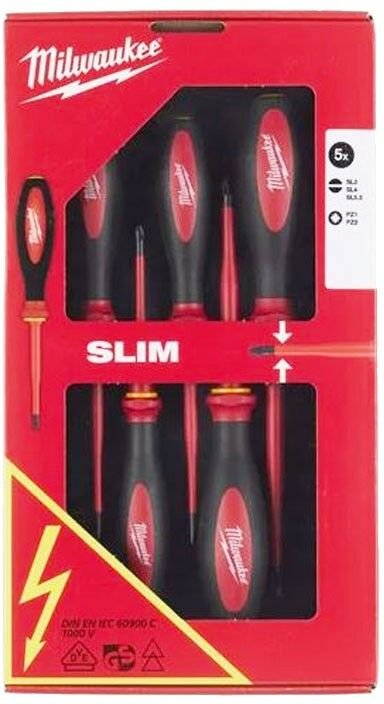Milwaukee - Schlanker 5-teiliger isolierter Schraubendrehersatz 1000V 4932471452
