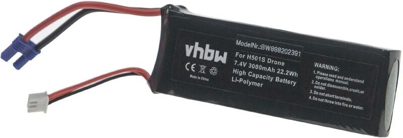 vhbw Akku kompatibel mit Hubsan BC6551 Drohne Multicopter Quadrocopter (3000mAh, 7,4V, Li-Polymer)