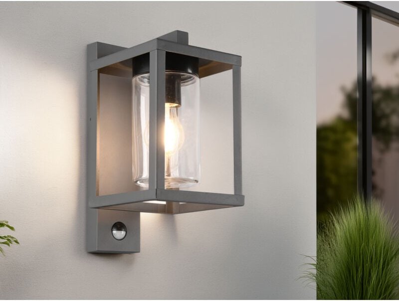 Webmarketpoint - Außenwandleuchte lunga Laterne in Anthrazit mit Bewegungsmelder, Höhe 33cm