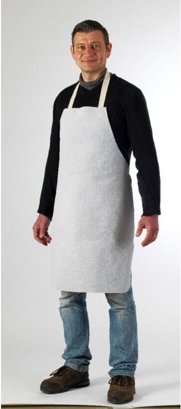 Schweißerschürze aus weißem Leder, Rindsleder, 90x60 cm s - 90x60 cm