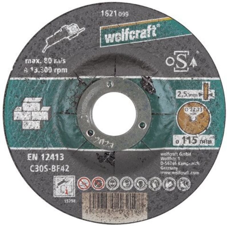 Wolfcraft Trennscheibe für Stein 115 x 2,5 x 22,23 mm (1621099)