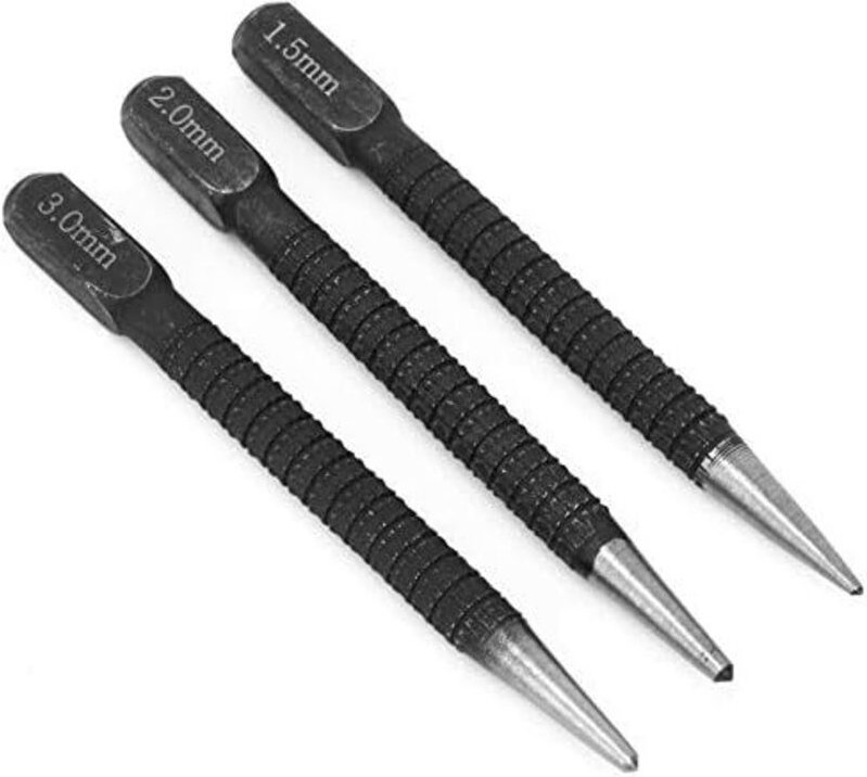 Lochstanzer-Set Kombi Holzstanzer Markierungswerkzeug zum Positionieren von Bohrlöchern (3-teiliger schwarzer Zentrierst...