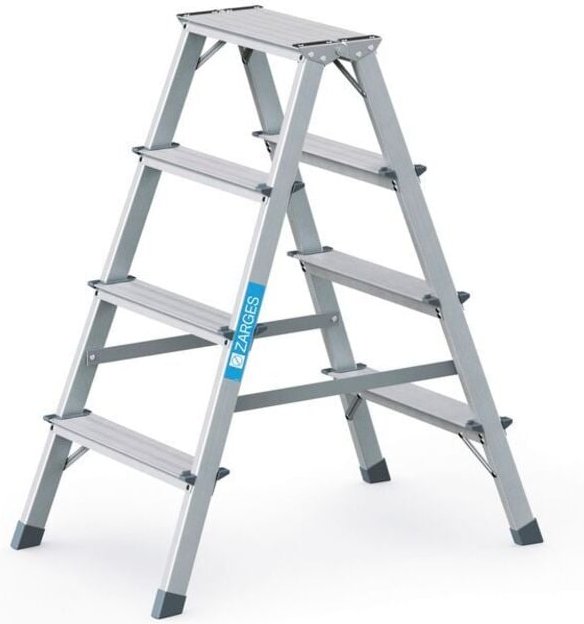 Zarges genietete Bockleiter eloxiert Scana B 2x4 Stufen