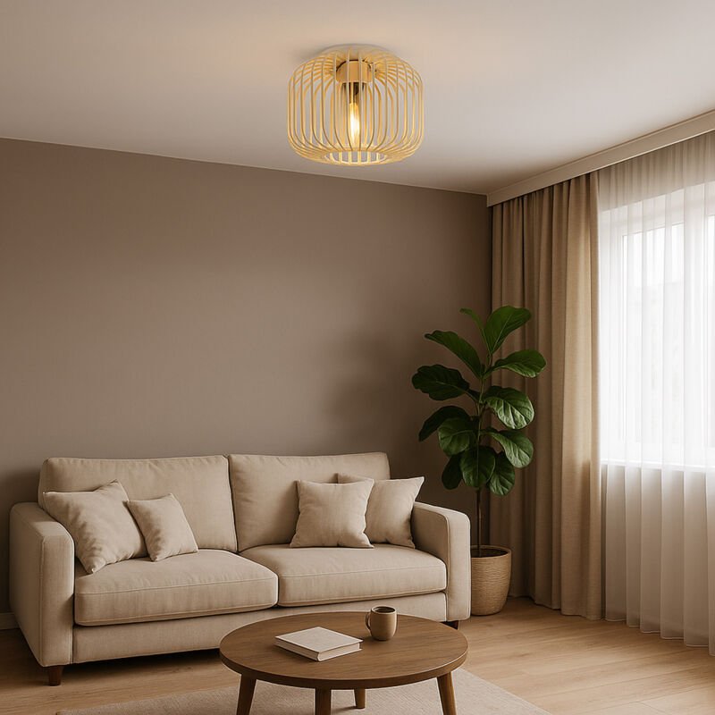 Globo Lighting - led Deckenleuchte Rauchglas Deckenlampe sand Wohnzimmerleuchte Metallstäbe Retro, E27 Filament led warm...