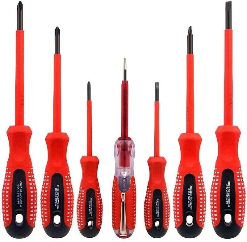 ZVD 7-teiliger isolierter Schraubendrehersatz, 1000 V, Premium-CR-V-Stahl mit magnetischen Spitzen aus schwarzem Oxid un...