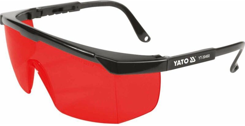Yato YT-30460 Schutzbrille, Augenschutz, Scheibe aus Polycarbonat (PC), roter PVC-Rahmen, hohe Widerstandsfähigkeit, Kom...
