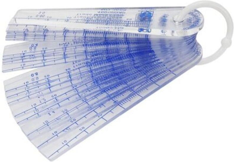 Fühlerlehre aus Kunststoff, 0,05 mm bis 3 mm, metrisch, Messwerkzeug, 21 Blatt