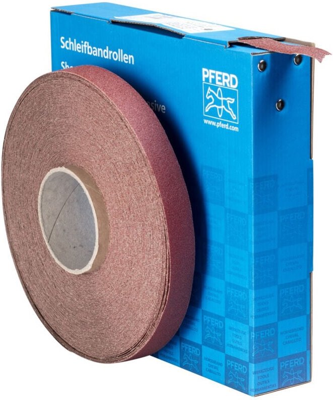 Korund Schleifbandrolle Gewebe sbr Breite 25 mmxLänge 50m A80 für universelle Anwendung - Pferd