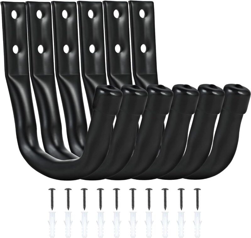 6-teiliges Garagenwandhaken-Set, robuste Hängehaken, Wandhalterungen für Fahrräder, Leitern, Gartengeräte, Rohre, inklus...