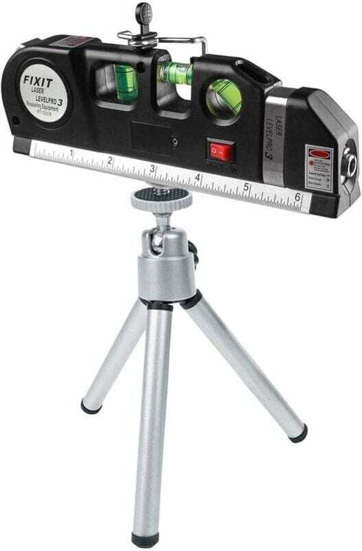 Thumbnail - Laser Level Multifunktionsbandmaß 2,5 m – Standard- und metrisches Maßband mit einziehbarem Metallstativ
