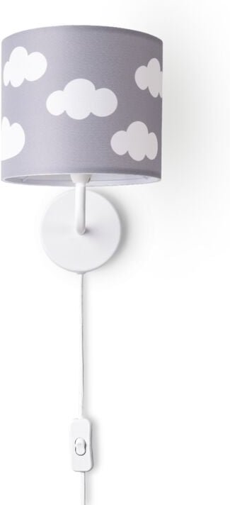 Tischleuchte Kinderzimmer Stofflampenschirm Rund Wandleuchte Mond Sterne E14 Wandleuchte - Weiß, Design 9 (Ø18 cm) - Pac...