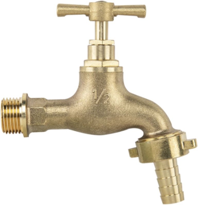 Messinghahn de mit Ventil gz 1/2' x gz 3/4' für Schlauch de 13mm, stark und einfach de zu installieren, ideal für die Be...