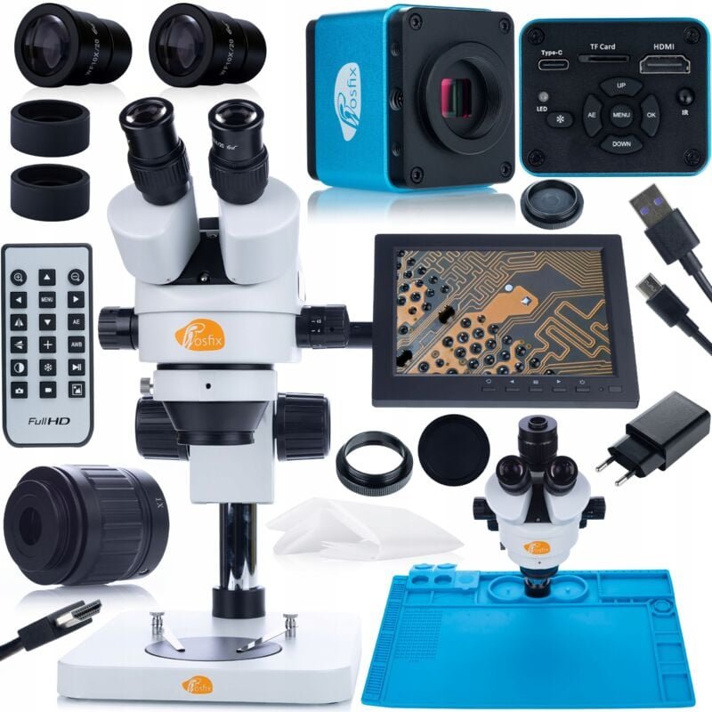 Rosfix Mercury Pro MSMP-T-PS1 Mikroskopset + Aquarius PRO KMAP-HDMI-USBC 8 Kamera Plantes PRO Serie + Silikonmatte 480x3...