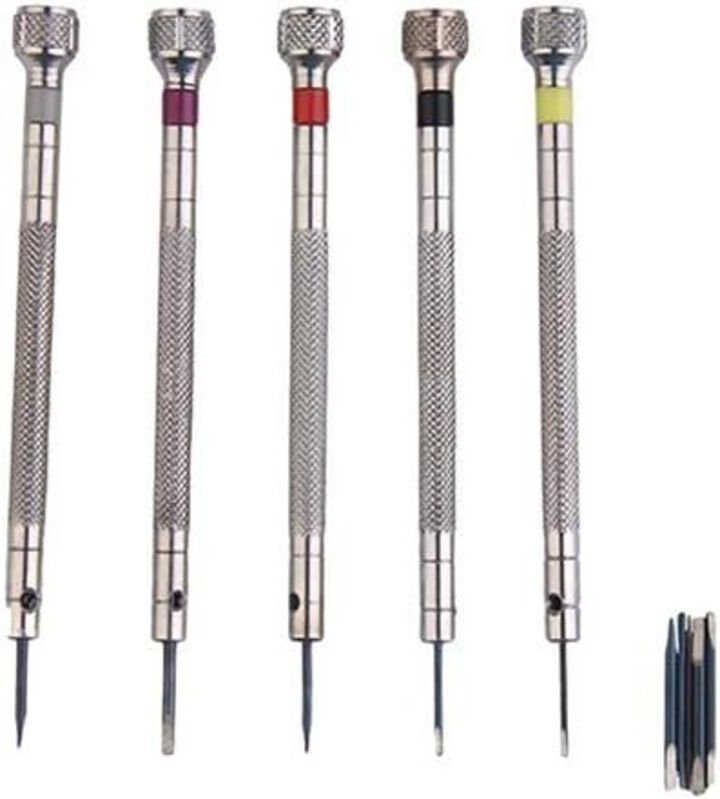 5-teiliges Mini-Schraubendreher-Set aus Silber für Uhren-, Schmuck- und Brillenreparaturen (8-teilig)