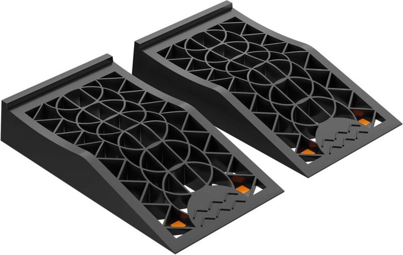 Wiltec - Auffahrrampen kurz extra flach 2 Stück aus Kunststoff bis 3 t Autorampe Pkw Auto Kfz Rampe