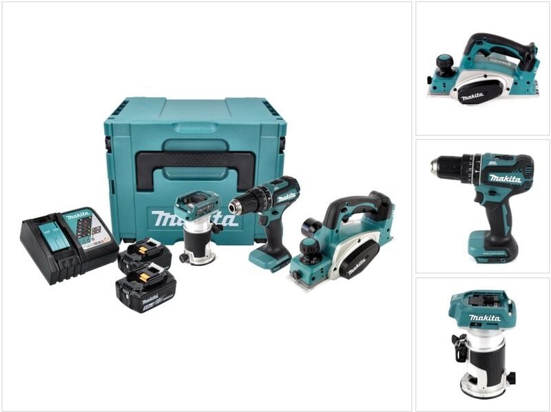 Thumbnail - Makita - dlx 3116 tj Akku Combo Kit dhp 485 Akku Schlagbohrschrauber + dkp 180 Akku Hobel + drt 50 Akku Multifunktionsfr...