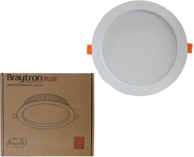 Braytron - 18W led Panel faton Einbaustrahler Spot Einbauleuchte Ø170mm Warmweiß 3000K 1800 Lumen Deckenleuchte Deckenla...