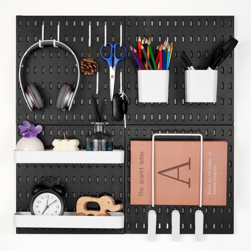 Thumbnail - Werkzeugwand, 28 x 28 cm, 4er-Set, Kunststoff-Stecktafel-Wand-Organizer-Set mit Zubehör, für Garage, Werkzeugaufbewahrun...