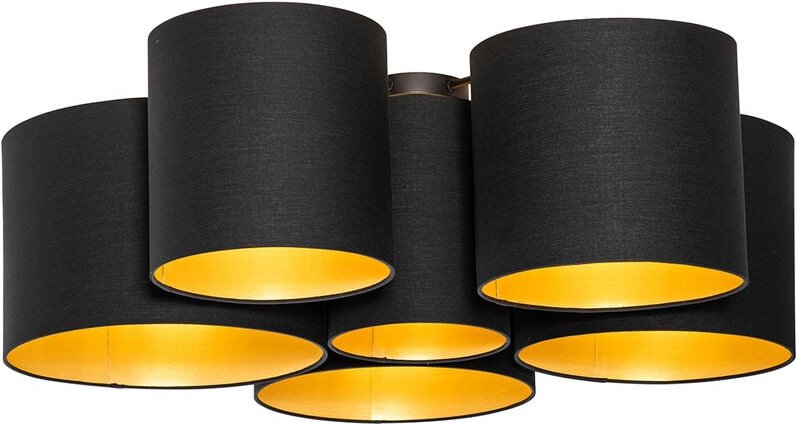 Deckenleuchte schwarz mit Gold innen 6 Lichter - Multidrum