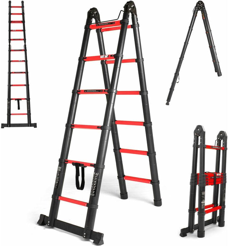 Rig 380 - 12-stufige Teleskop-Doppelleiter. 3,8 m Aluminium-Mehrzweckleiter