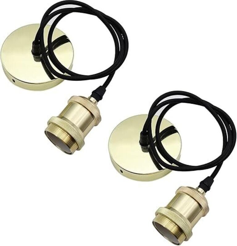 Set von 2 E27 Hängeleuchten mit Schraubring E27 Lampenhalter mit verstellbarem Textilkabel 100 cm Hängekabel für Deckenb...