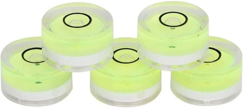 5 runde Wasserwaagen, Mini-Kreiswasserwaagen mit Neigungsmesser, Kreiswasserwaage für Stative, Plattenspieler, 15 x 8 mm