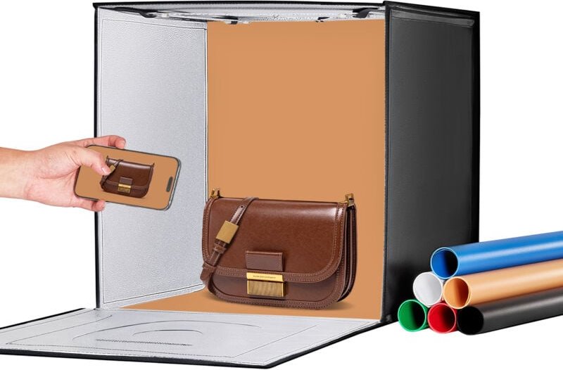 Fotostudio-Leuchtkasten, 20 x 20 Zoll, 3000–5600 k, einstellbare 3 Farbtemperaturen, Aufnahmezelt-Set mit 160 LEDs, 6 Hi...