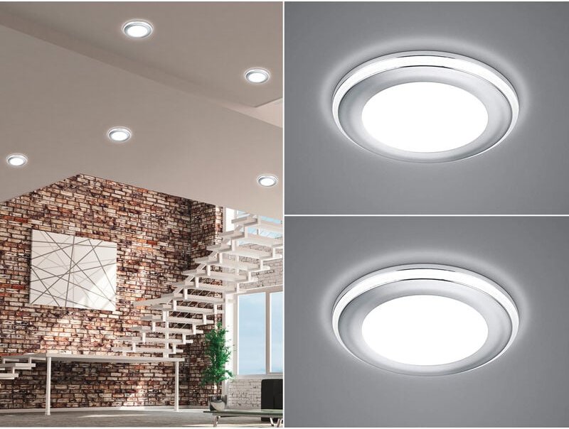 Trio Leuchten - Runder led Deckeneinbaustrahler 2er Set in Silber Chromfarben ø 8,2cm