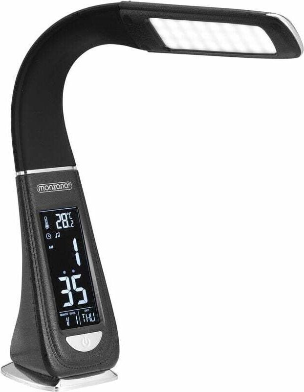LED-Schreibtischlampe, Schwarz/Weiß, 4-in-1-Multifunktions-Kalenderlampe, Uhr, Thermometer, Heimtischlampe, Wohnzimmer, ...