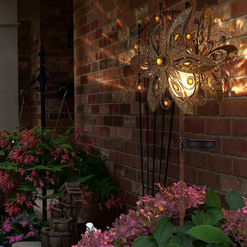 Thumbnail - Globo Lighting - Solarleuchte Windrad Solarlampe Erdspieß Gartendeko Solar Gartenstecker rost, Metall, led warmweiß, LxB...