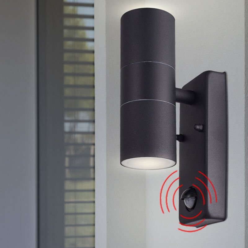 Außen Wand Lampe Fassaden up down Beleuchtung alu Garten Strahler Leuchte schwarz