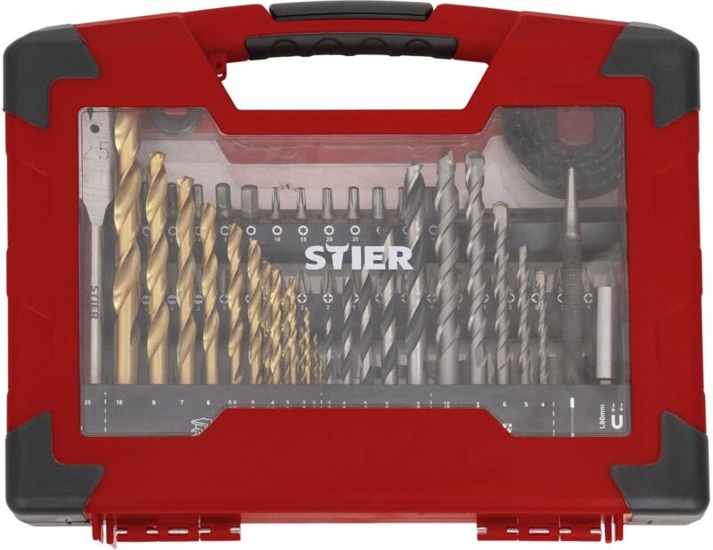 TiN-Bohrer-Set, Säge-Set und Bit-Set, 100-teilig, Titaniumnitrid, Holzbohrer, Metallbohrer und Steinbohrer, vielseitiges...