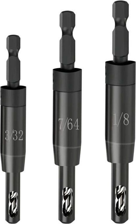 Tlily - Selbstzentrierender Bohrersatz 3/32 Zoll, 7/64 Zoll, 1/8 Zoll für 1/4-Zoll-Sechskantschaftbohrer, Bohrscharnier ...