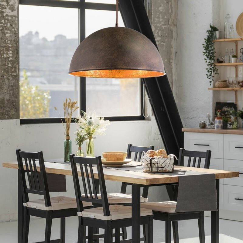 LED Pendelleuchte Hängeleuchte Esstisch gold Industrielle Retro Hängelampe Vintage Küche, Metall rostfarben, 7W 806lm wa...