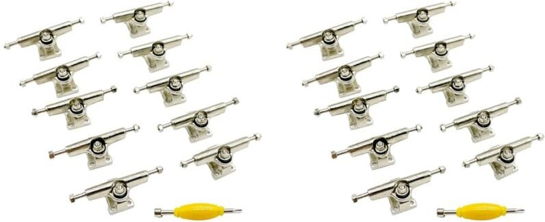 20 Stücke 29 mm Fingerboard Trucks Finger Skateboard Deck mit Muttern mit Schraubenschlüssel Schraubendreher für Finger ...