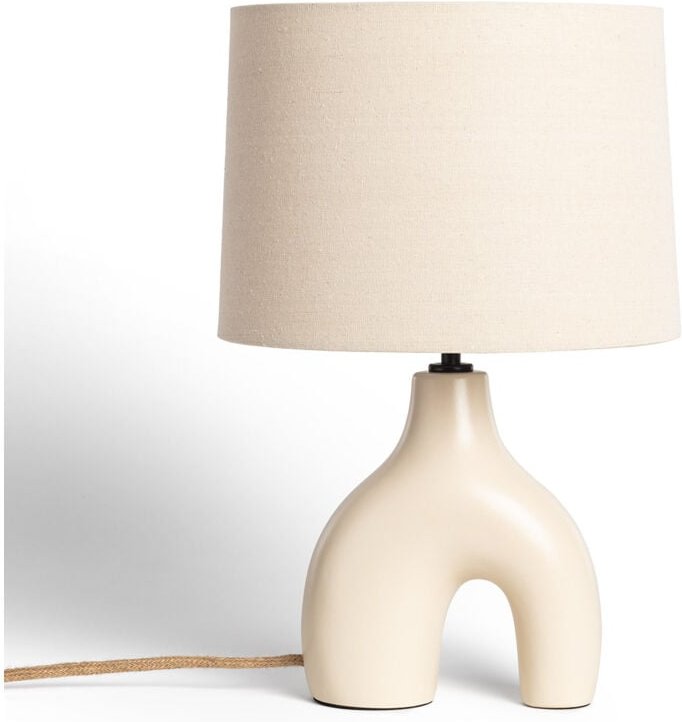 Ledkia - Tischlampe aus Keramik und Leinen Ginger Beige
