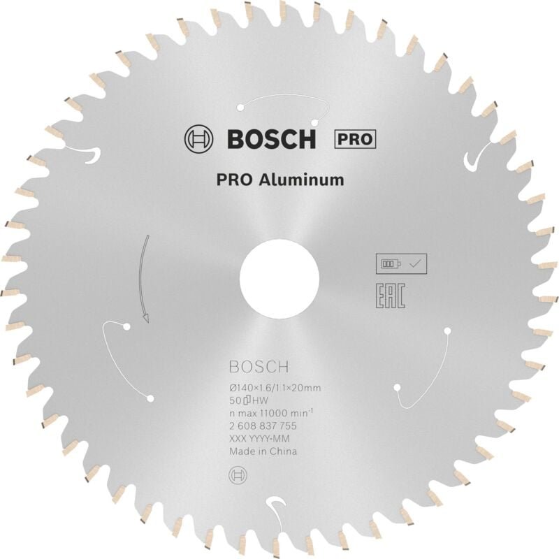 Pro Aluminium cordless Kreissägeblatt, 140 x 1,6 x 20 mm, T50 - Bosch