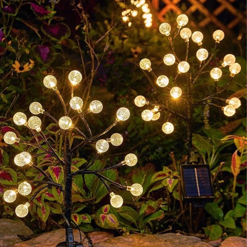 2er-Pack Solarleuchten für den Außenbereich, Gartenleuchten, 20 LEDs, 2 Modi, solarbetriebene Gartendekoration, winterfe...