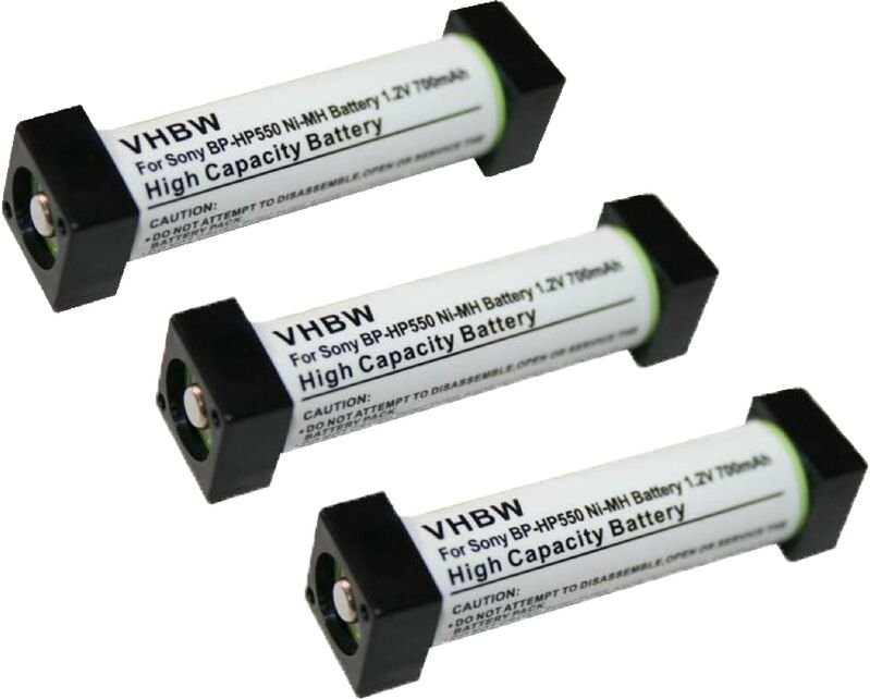 Vhbw - 3x Akku Ersatz für Sony 1-756-316-21, 1-756-316-22, BP-HP550 für Wireless Headset Kopfhörer (700mAh, 1,2V, NiMH)