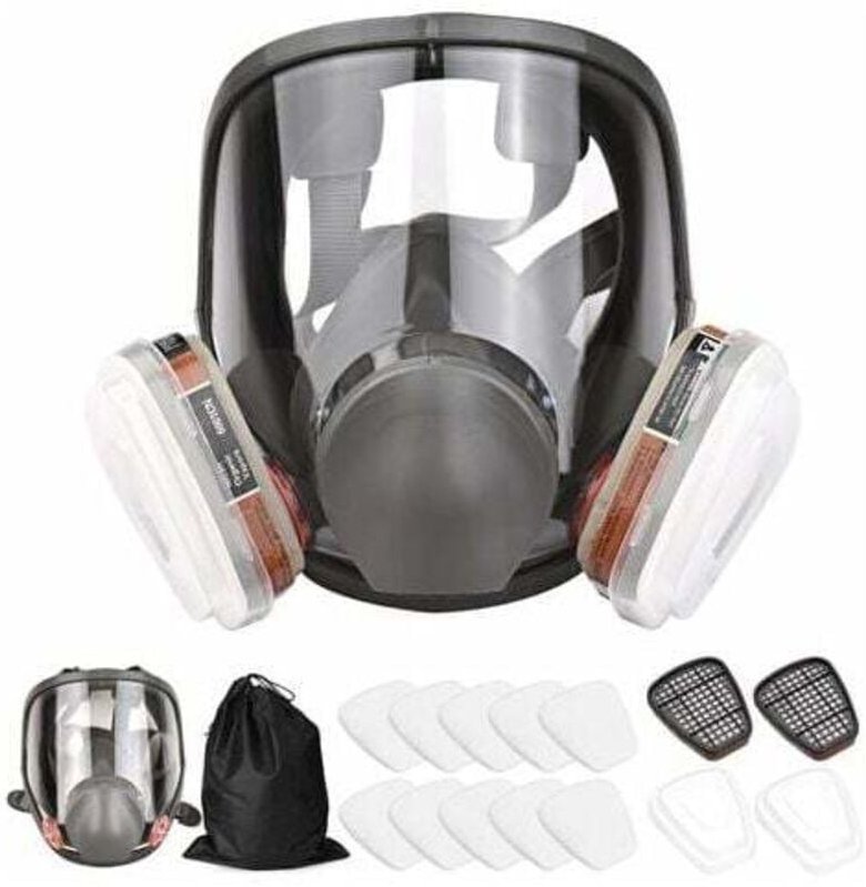 16 in 1 Vollgesichtsmaske, Silikon-Vollgesichtsmaske, 1 Maskenkörper + 2 x Filterkartuschen 3 + 2 x Filterkappen + 10 Fi...