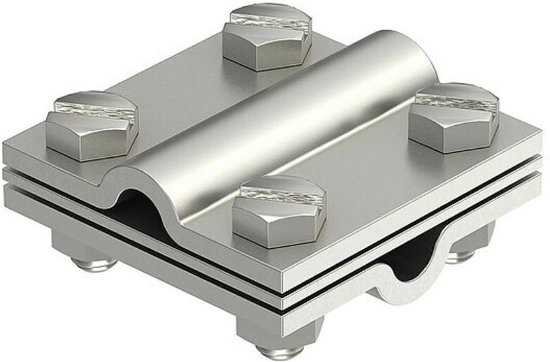 Kreuzverbinder rostfreier Stahl Typ 252 für Rundleiter, mit Zwischenplatte - 60 x 60 mm