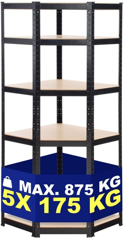 Eckregal Flint schwarz 100x80x180 cm