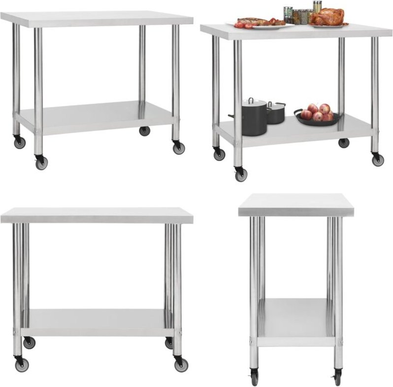 Küchen-Arbeitstisch mit Rollen 100x30x85 cm Edelstahl - Arbeitstisch - Arbeitstische - Home & Living
