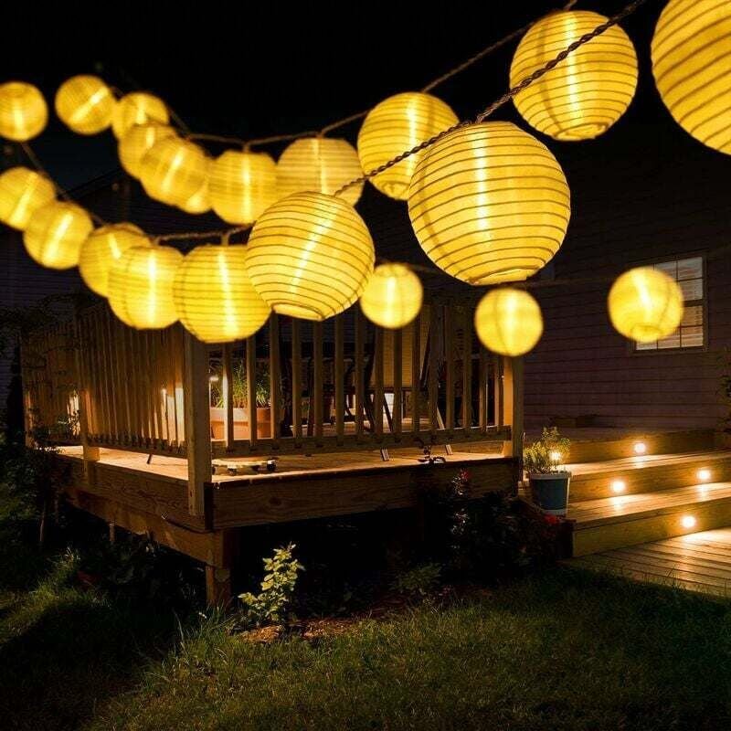 Weißes Licht) Solar-Lichterkette für den Außenbereich, 6 m, 30 LEDs, Laterne, wasserdicht, 8 Modi, Solarbeleuchtung, Dek...