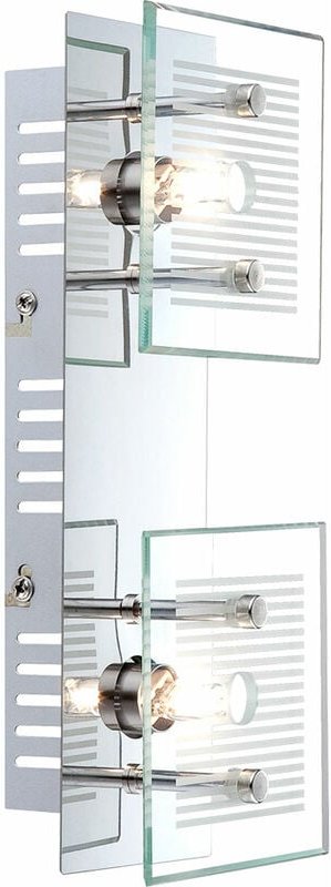 Wandlampe Wandleuchte Spotlampe Spotleuchte Flurleuchte, 2 Flammig, Glasplatte weiß gestreift Chrom, G9 Fassungen, LxBxH...