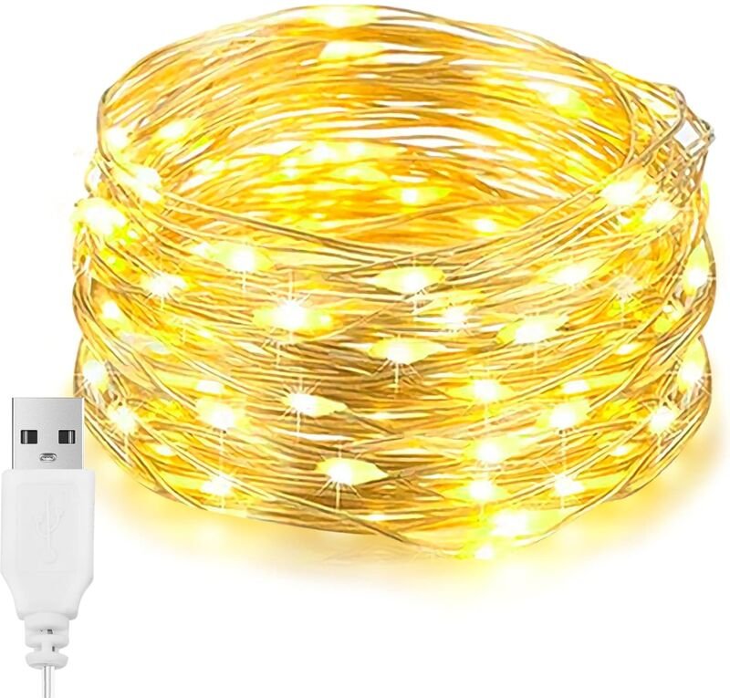 LED-Leuchten, 100 LEDs, 10 m, USB-Lichterkette, wasserdicht, Lichterkette aus silbernem Draht, dekorative Beleuchtung fü...