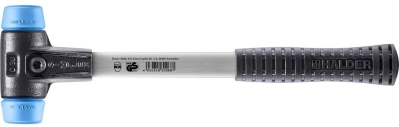 SIMPLEX-Schonhammer, TPE-soft mit verstärktem Tempergussgehäuse und Fiberglasstiel D=30 mm 3701.030