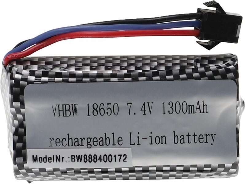 vhbw Akku kompatibel mit TurbineX Stunt-Fun-Racer Nr. 820575 Modellbau (1300mAh, 7,4V, Li-Ion, 69 x 37 x 19 mm)