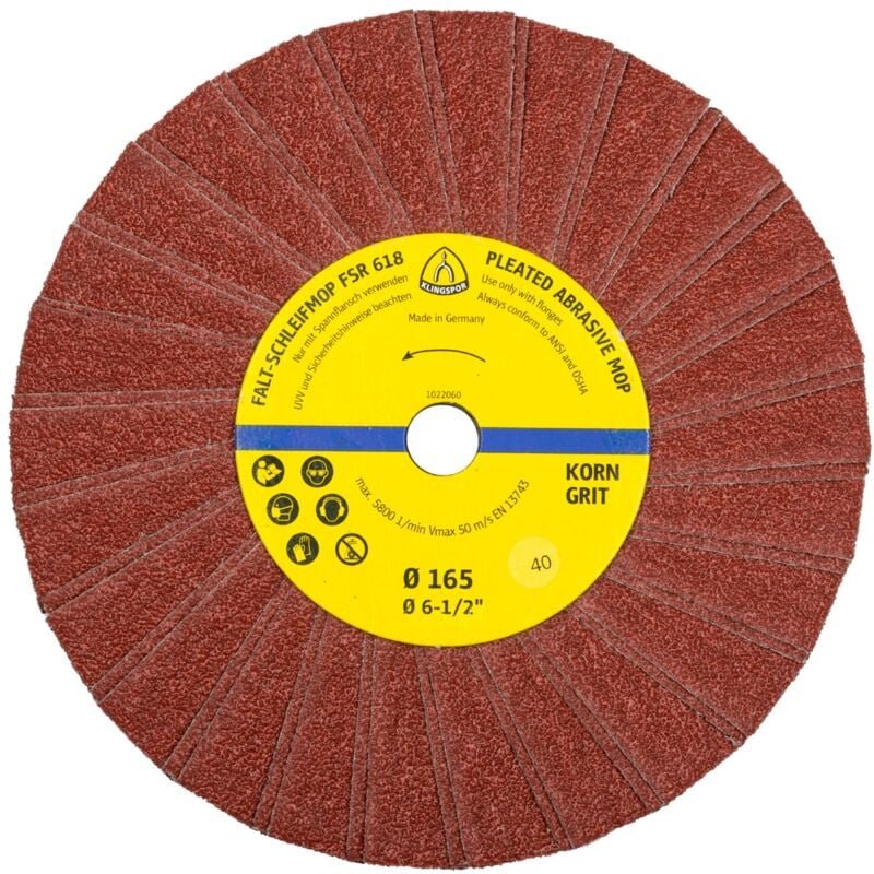 Thumbnail - Klingspor FSR 618 Schleifmopräder, 165 x 14 mm Korn 60 Einreihig 2 Lamellen pro Paket