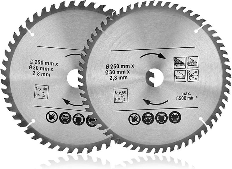 Thumbnail - Ineasicer - Kreissägeblatt 250mm x 30mm, 48 Zähne 60 Zähne Hartmetall Sägeblatt, Für Holz Kunststoffe und Nichteisenmeta...
